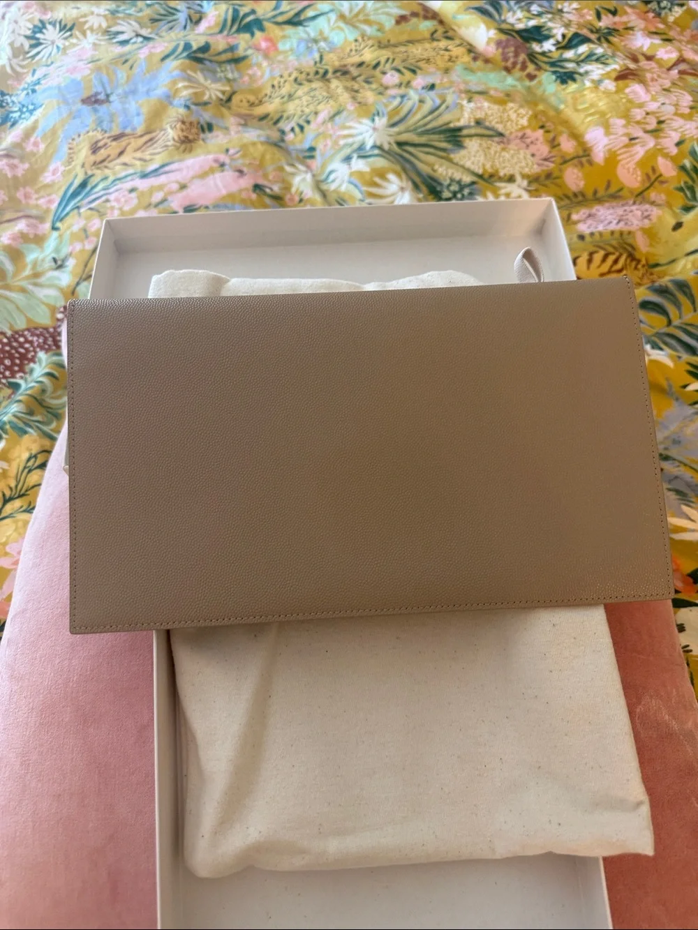 Yves Saint Laurent Taupe Clutch Bag New in Bag and Box